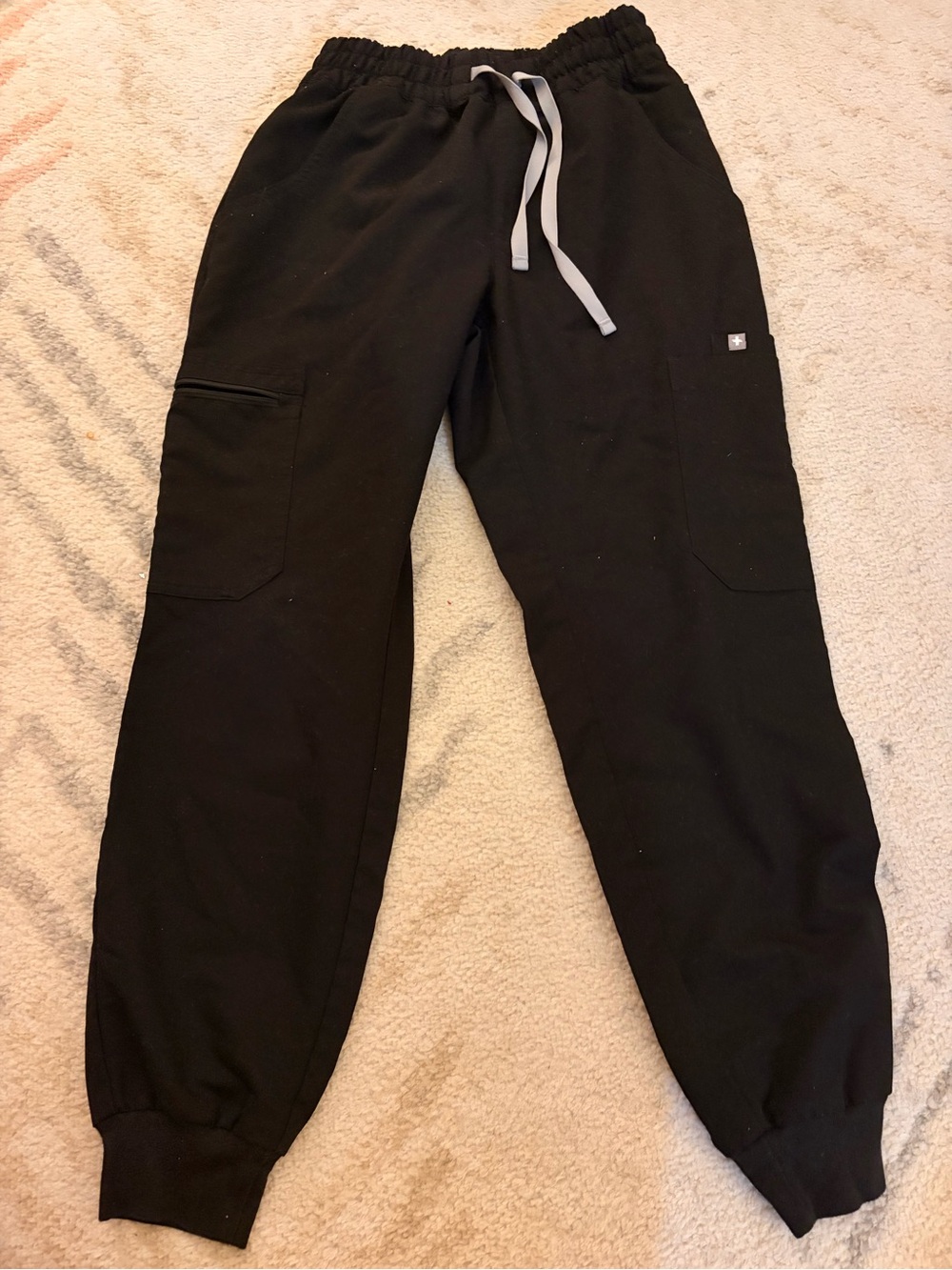Figs women’s elastic waist black scrub jogger pants size small petite
